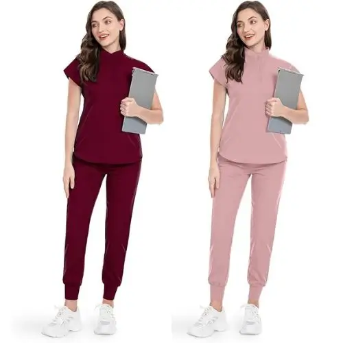Niaahinn Scrubs Set for Women Nurse Uniform Jogger Suit Stretch Top