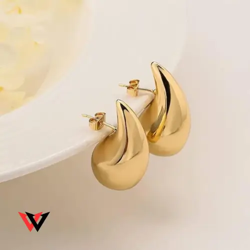 PANSHI Teardrop Chunky Gold Hoop Earrings for Women